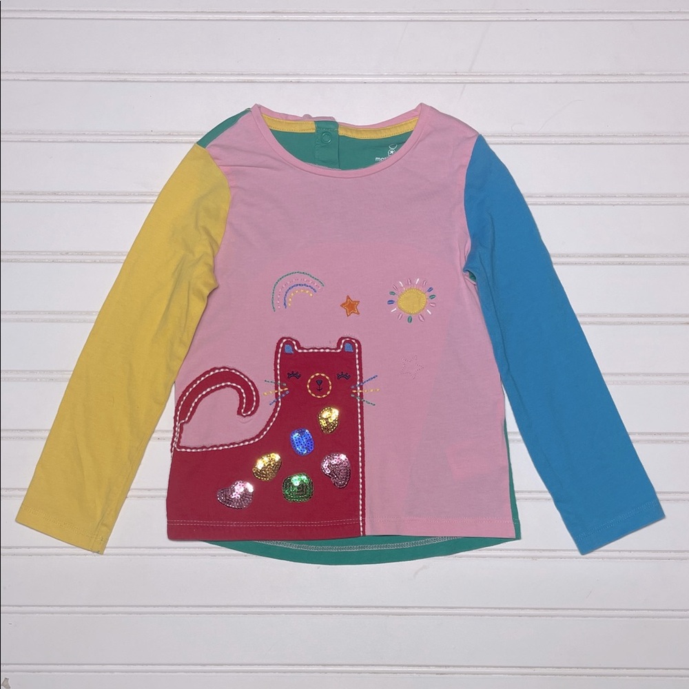 MOTHERCARE EUC 100% Embroidered Appliqué Sequin Color Block Shirt